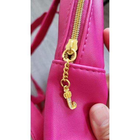 Juicy Couture Backpack Womens Pink Black Sequin Front Pocket Glitter Purse Bag - Picture 6 of 6